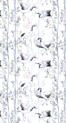 Fensterrollo mit Reiher- und Baummotiv