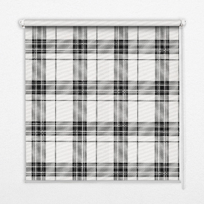 Fensterrollo in grauem Tartan-Muster