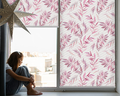 Fensterrollo in Rosa mit Blattmotiv
