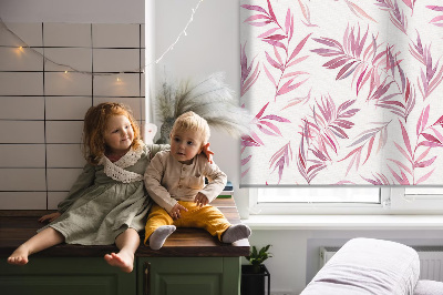 Fensterrollo in Rosa mit Blattmotiv