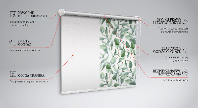 Fensterrollo mit Blättern an den Zweigen