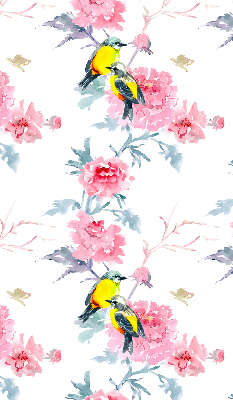 Fensterrollo mit dem Motiv Vögel auf Blumen