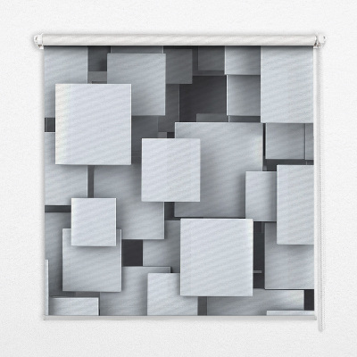 Rollo Fenster in grauer 3D-Quadrat-Optik