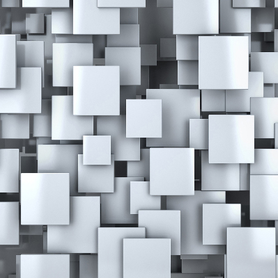 Rollo Fenster in grauer 3D-Quadrat-Optik