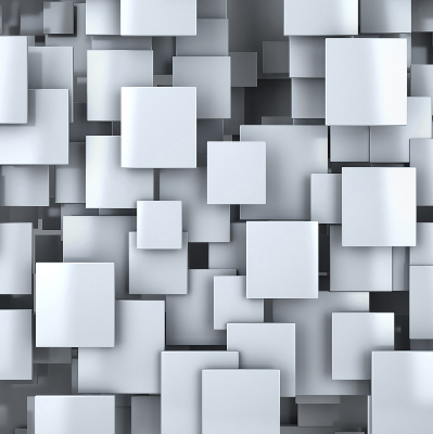 Rollo Fenster in grauer 3D-Quadrat-Optik