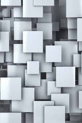 Rollo Fenster in grauer 3D-Quadrat-Optik