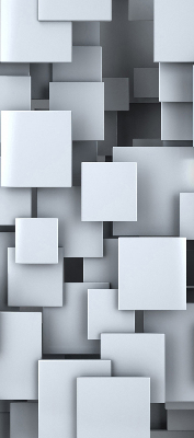Rollo Fenster in grauer 3D-Quadrat-Optik