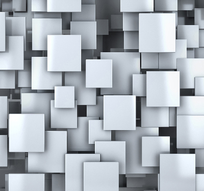 Rollo Fenster in grauer 3D-Quadrat-Optik