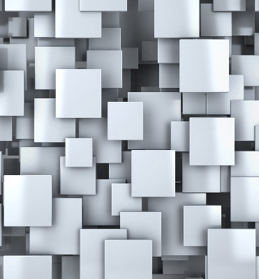 Rollo Fenster in grauer 3D-Quadrat-Optik