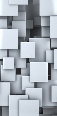 Rollo Fenster in grauer 3D-Quadrat-Optik