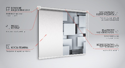 Rollo Fenster in grauer 3D-Quadrat-Optik