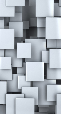 Rollo Fenster in grauer 3D-Quadrat-Optik