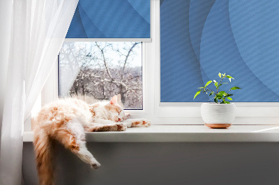 Fensterrollo innen in blauer Wellenoptik