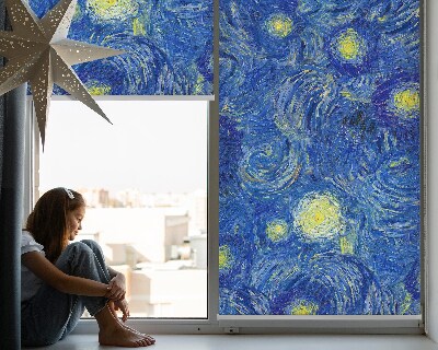 Rollo Fenster mit gemaltem blauen Bild
