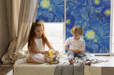 Rollo Fenster mit gemaltem blauen Bild