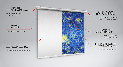 Rollo Fenster mit gemaltem blauen Bild