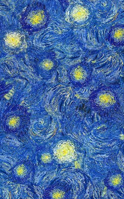 Rollo Fenster mit gemaltem blauen Bild