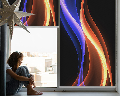 Fensterrollo in Orange und Blau mit animiertem Motiv