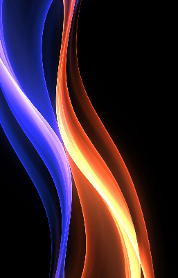 Fensterrollo in Orange und Blau mit animiertem Motiv