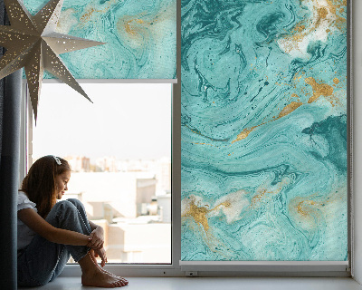 Fensterrollo in Türkis mit Granit-Optik