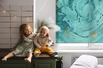 Fensterrollo in Türkis mit Granit-Optik