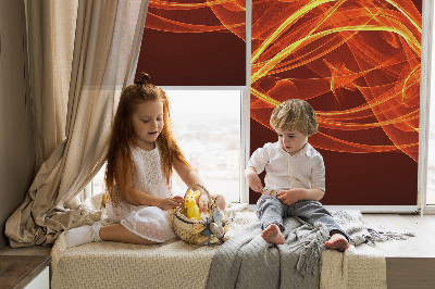 Fensterrollo in Orange mit abstraktem Muster