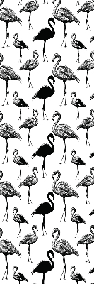 Fensterrollo innen in Schwarz mit Flamingo-Motiv