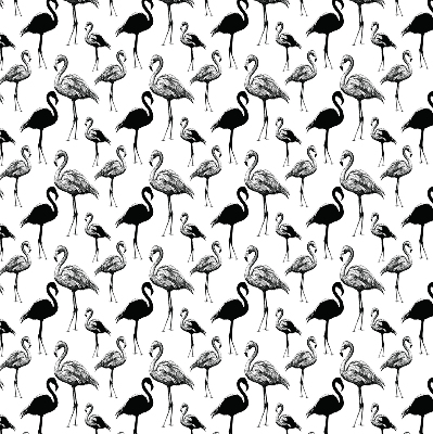 Fensterrollo innen in Schwarz mit Flamingo-Motiv