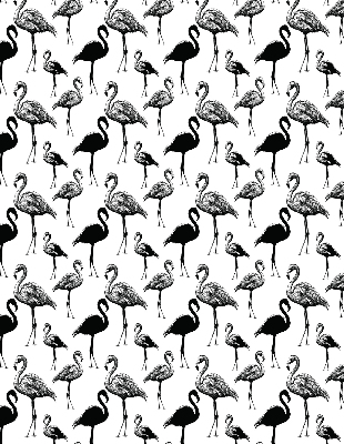 Fensterrollo innen in Schwarz mit Flamingo-Motiv