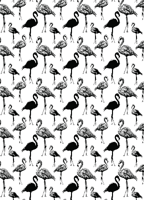 Fensterrollo innen in Schwarz mit Flamingo-Motiv