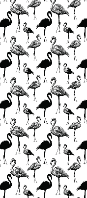 Fensterrollo innen in Schwarz mit Flamingo-Motiv
