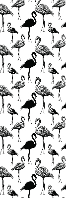 Fensterrollo innen in Schwarz mit Flamingo-Motiv