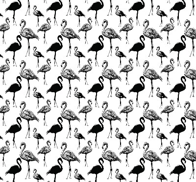 Fensterrollo innen in Schwarz mit Flamingo-Motiv