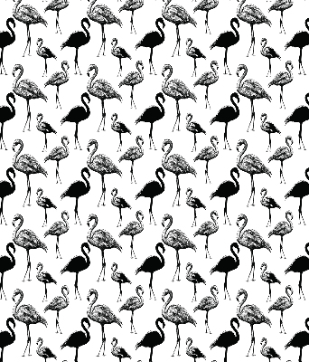 Fensterrollo innen in Schwarz mit Flamingo-Motiv