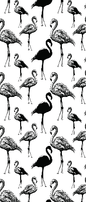 Fensterrollo innen in Schwarz mit Flamingo-Motiv