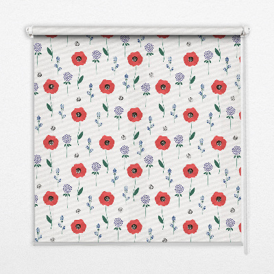 Rollo Fenster mit Mohnblumen-Motiv
