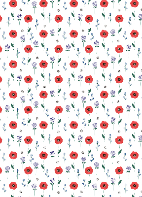 Rollo Fenster mit Mohnblumen-Motiv