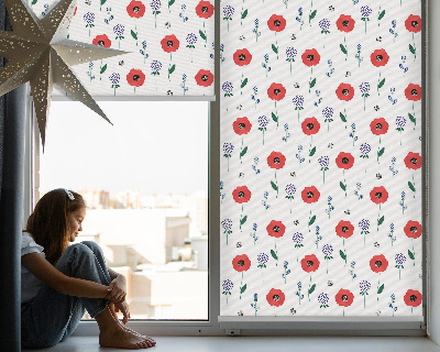 Rollo Fenster mit Mohnblumen-Motiv