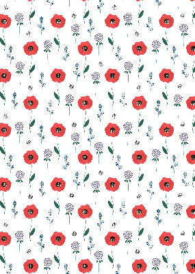 Rollo Fenster mit Mohnblumen-Motiv