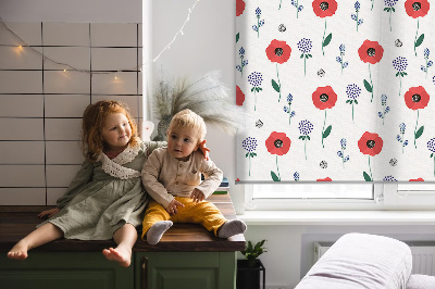 Rollo Fenster mit Mohnblumen-Motiv