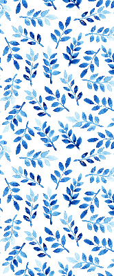 Fensterrollo in Blau mit Blättermuster