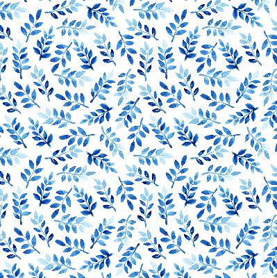 Fensterrollo in Blau mit Blättermuster
