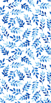 Fensterrollo in Blau mit Blättermuster