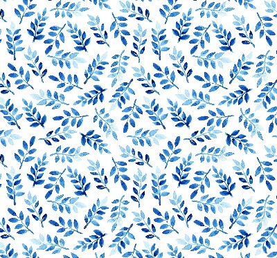 Fensterrollo in Blau mit Blättermuster