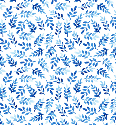Fensterrollo in Blau mit Blättermuster