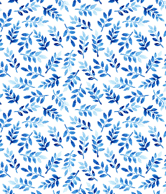 Fensterrollo in Blau mit Blättermuster