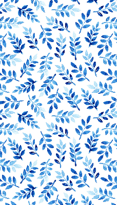 Fensterrollo in Blau mit Blättermuster