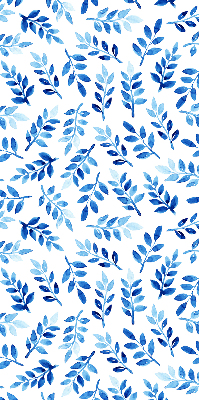 Fensterrollo in Blau mit Blättermuster