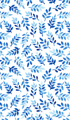 Fensterrollo in Blau mit Blättermuster