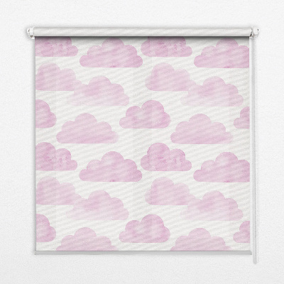 Fensterrollo innen in Rosa und mit Wolkenmotiv